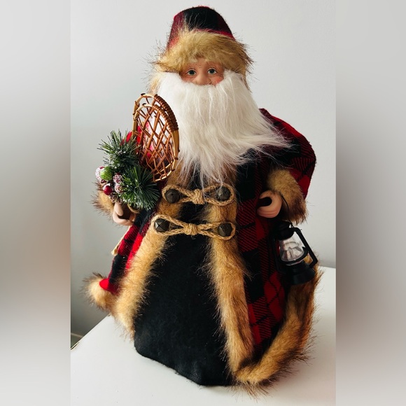 Plaid Santa Claus Holiday Figurine Tree Topper/ Table Decor - Picture 1 of 4